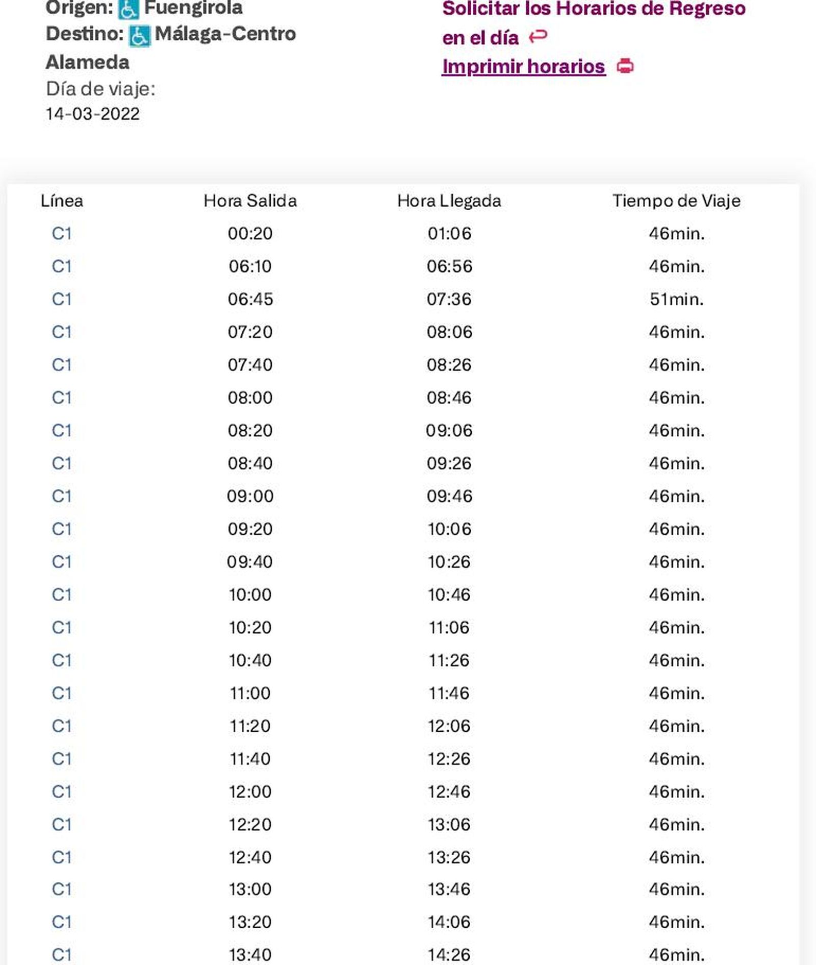 Horarios desde este lunes
