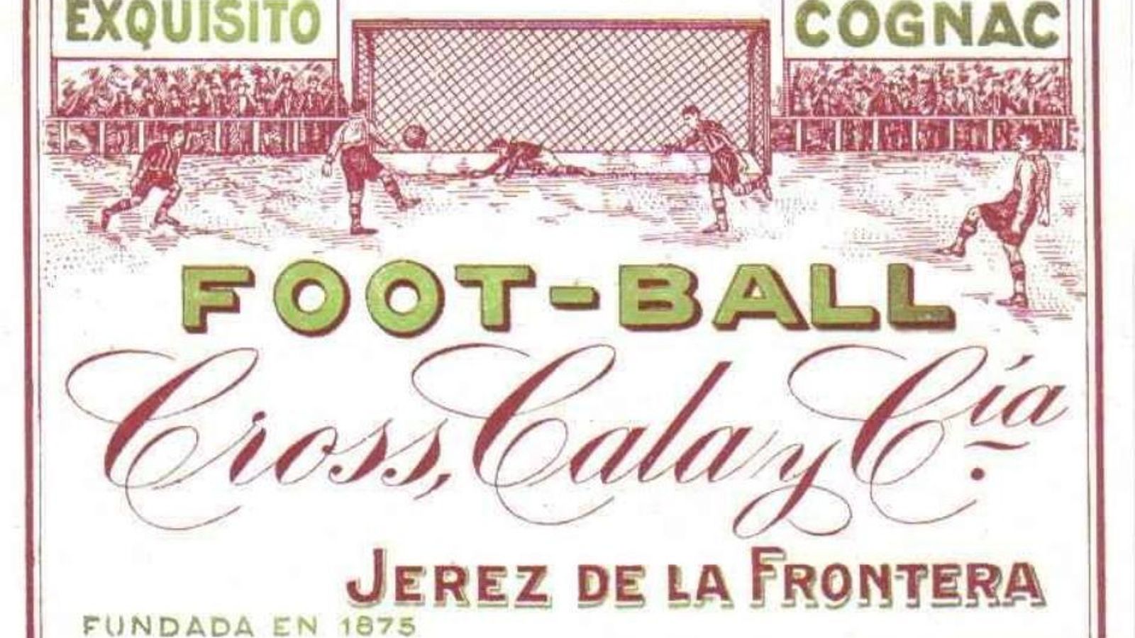 Etiqueta de cognac jerezano Foot-Ball.