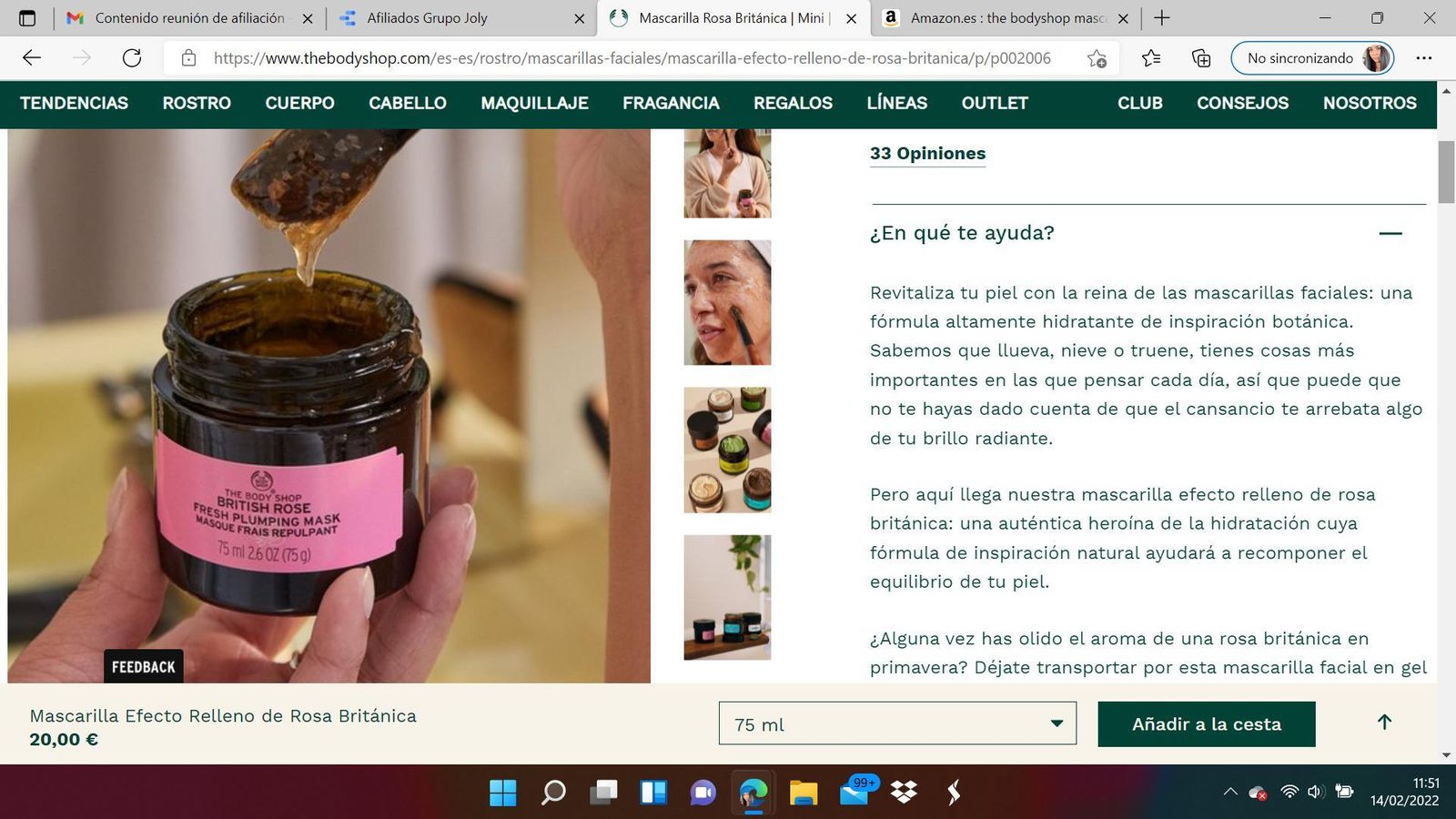 Mascarilla Efecto Relleno de Rosa Británica