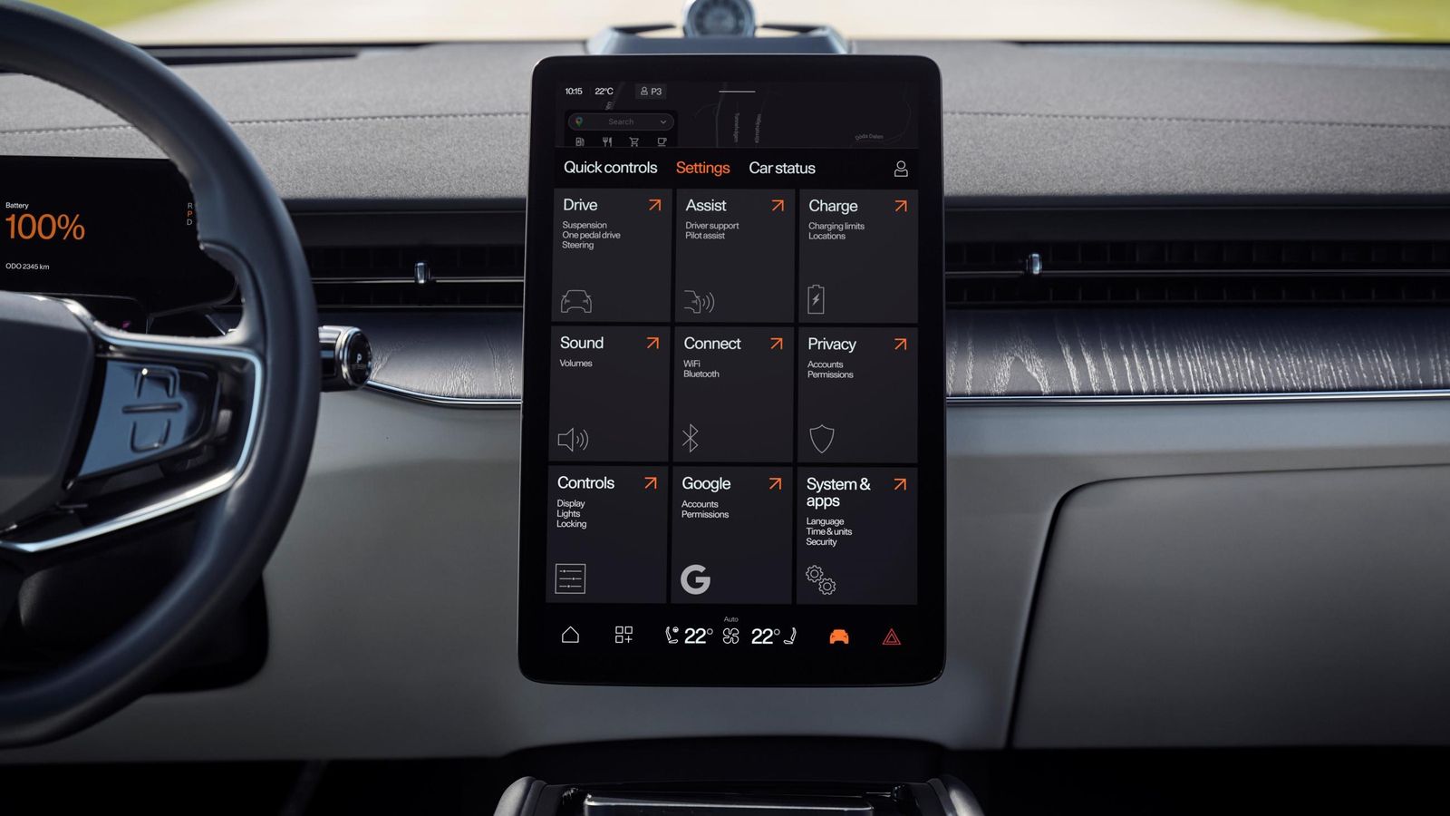 El sistema operativo que, como el software de control de otros sistemas del coche, es actualizable inalámbricamente, hace mucho por la ordenación de funciones. El sistema operativo que, como el software de control de otros sistemas del coche, es actualizable inalámbricamente, hace mucho por la ordenación de funciones.