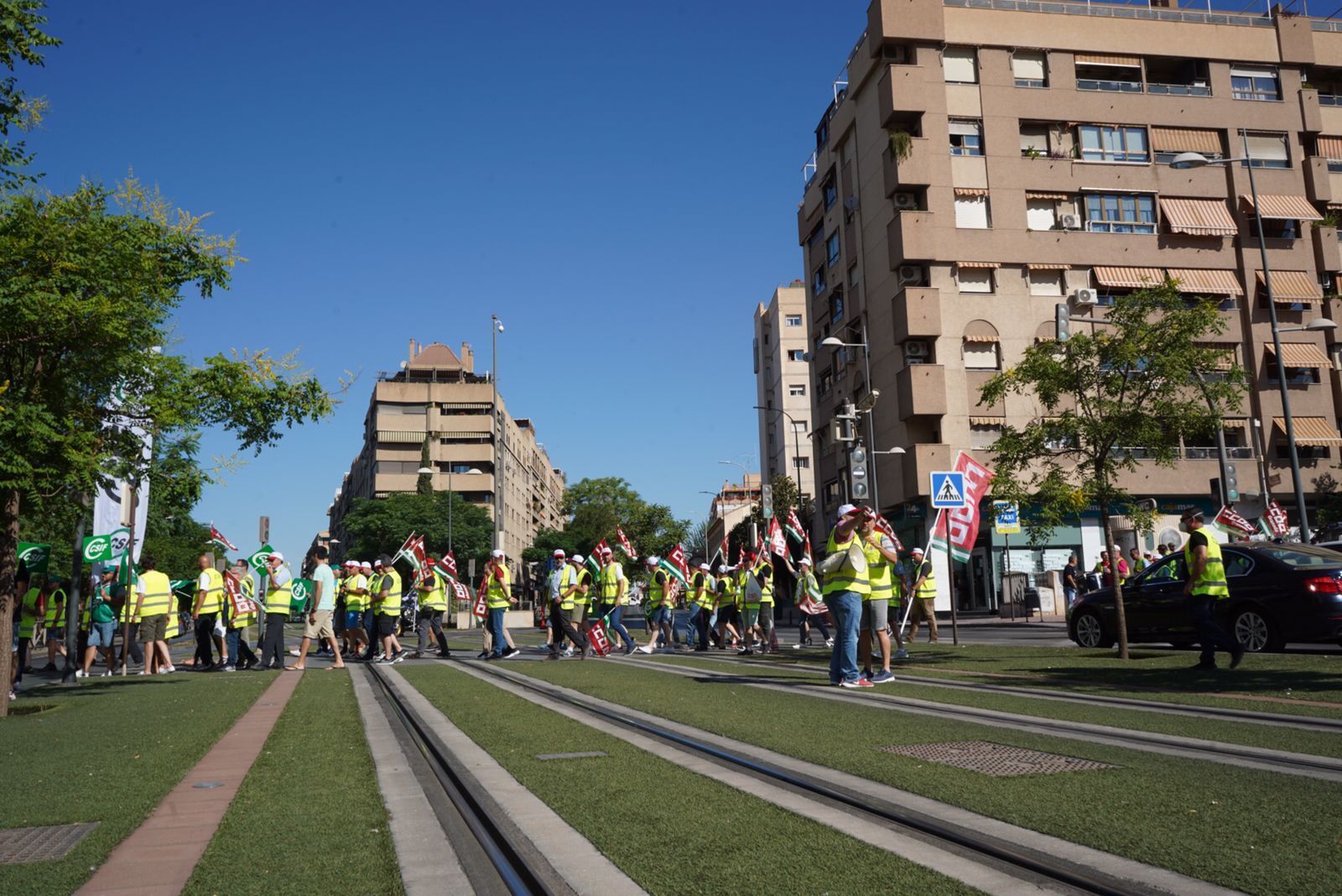 Fotos: así transcurre la manifestación y la huelga de autobuses urbanos de Granada