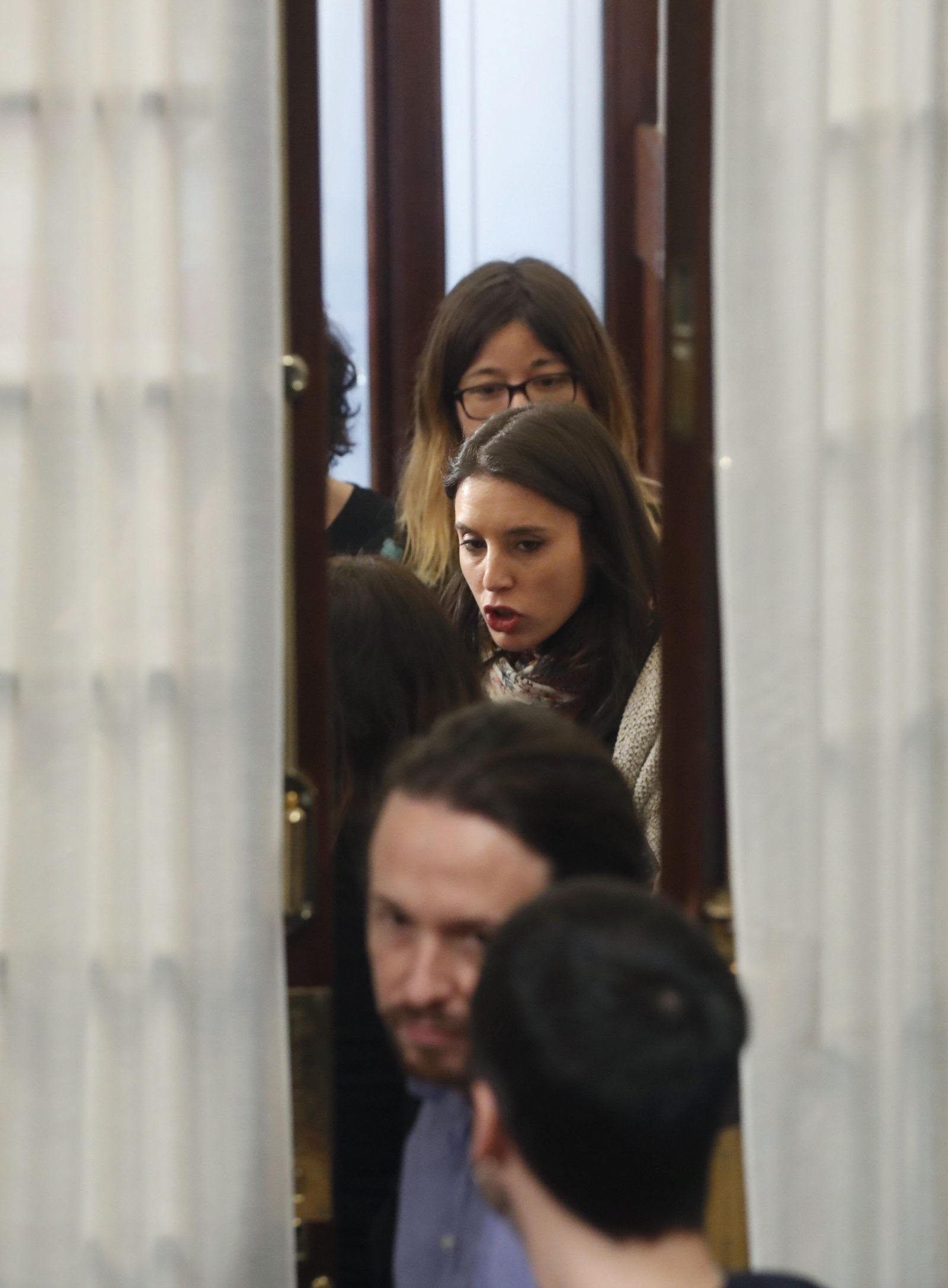 Pablo Iglesias e Irene Montero, ayer en el Congreso de los Diputados.