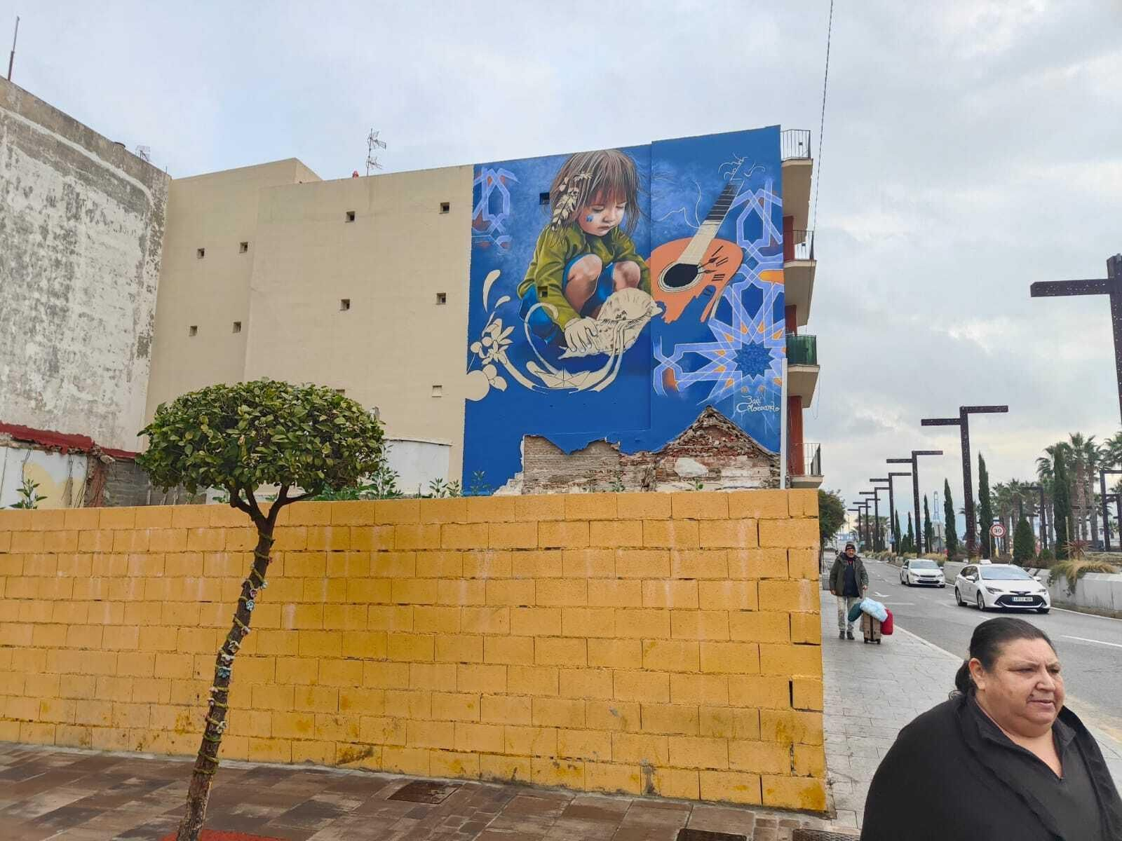 El mural sobre música, prácticamente terminado.