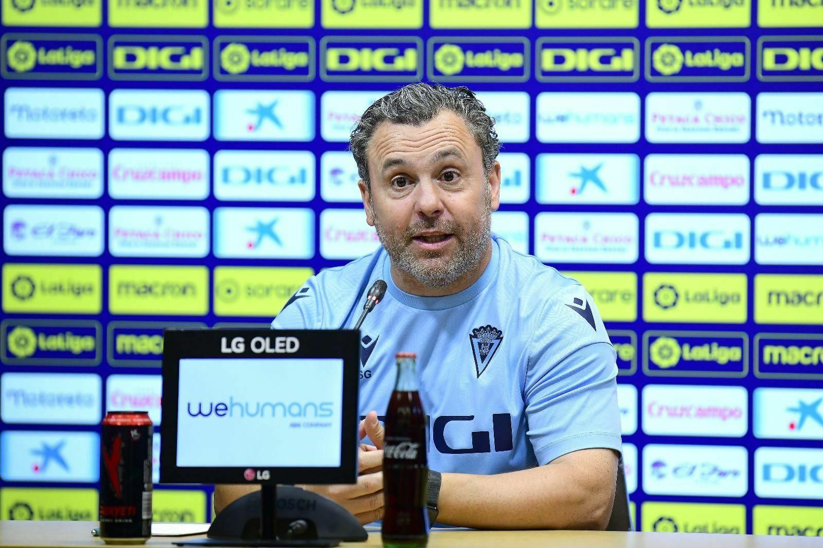 Sergio González, en la rueda de prensa de este sábado en el Nuevo Mirandilla.