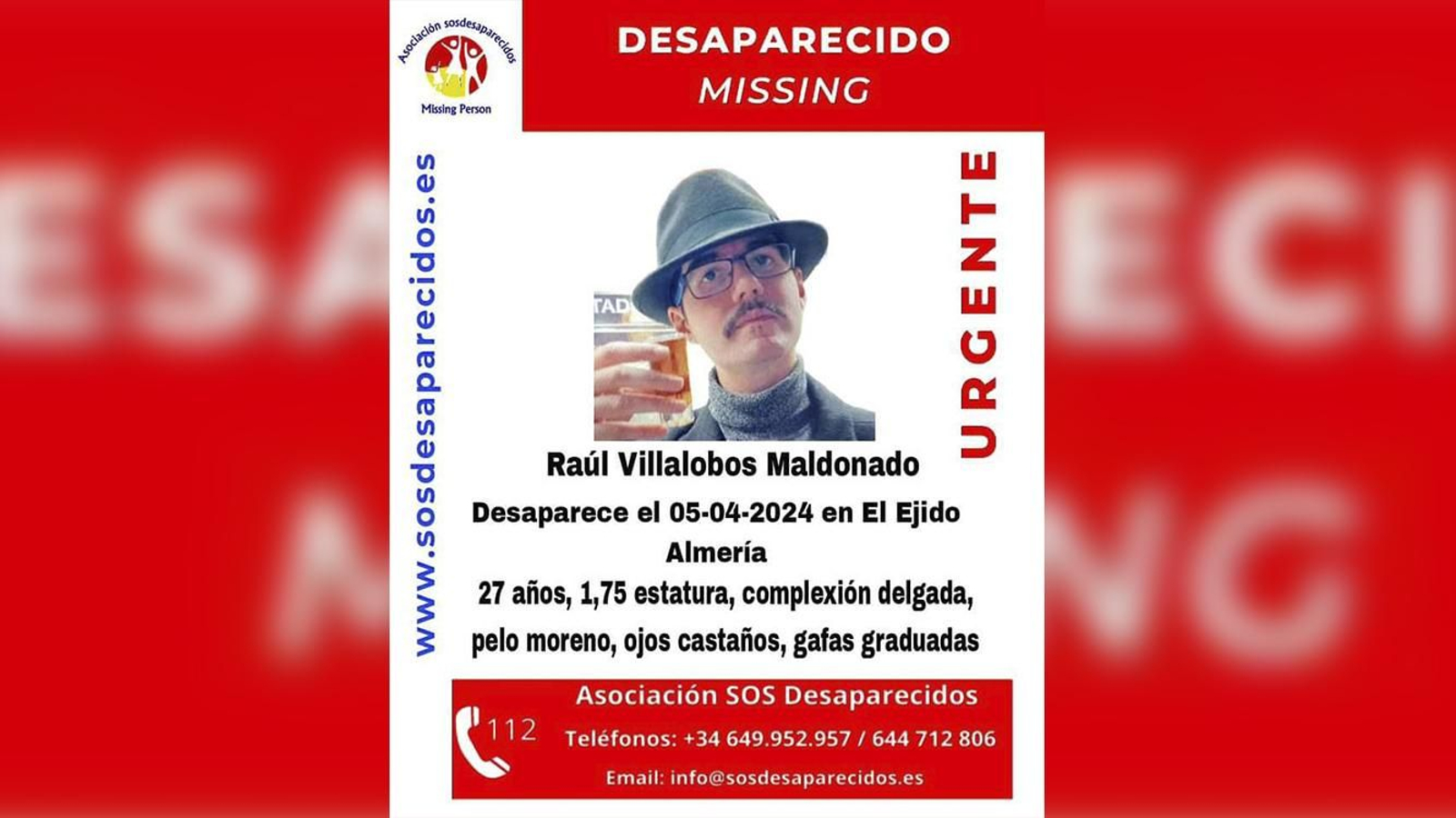 Cartel de búsqueda de Raúl Villalobos Maldonado. Cartel de búsqueda de Raúl Villalobos Maldonado.