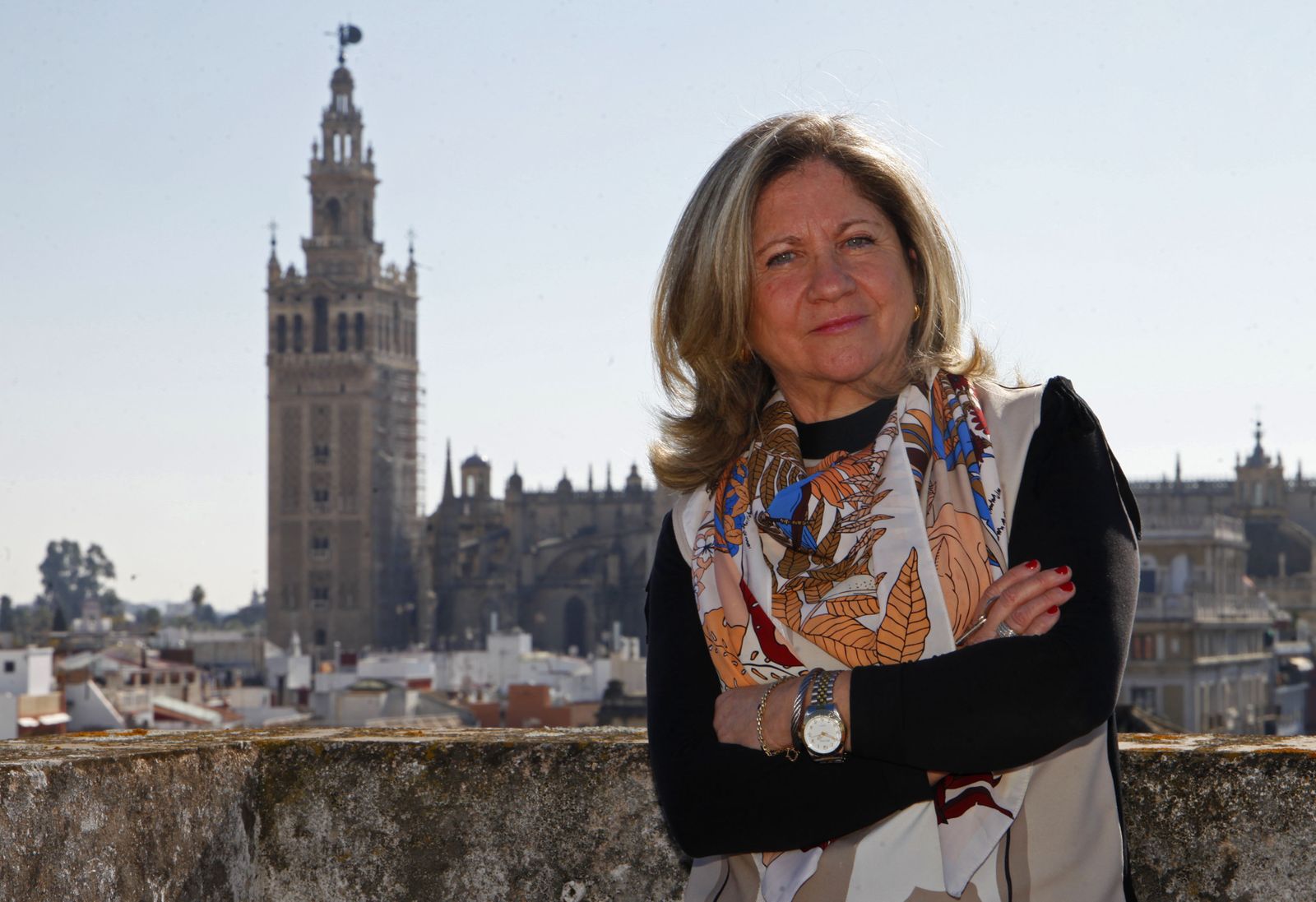 María Luisa Roldán, en la terraza del edificio próximo al Ayuntamiento donde está la sede de la CES.