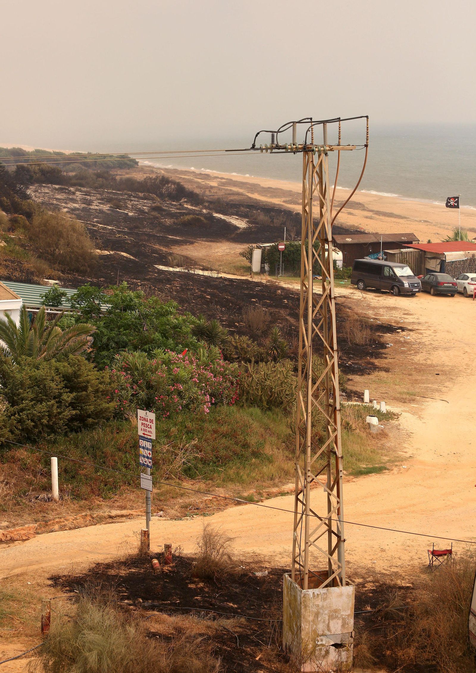 Las consecuencias del incendio en Mazagón