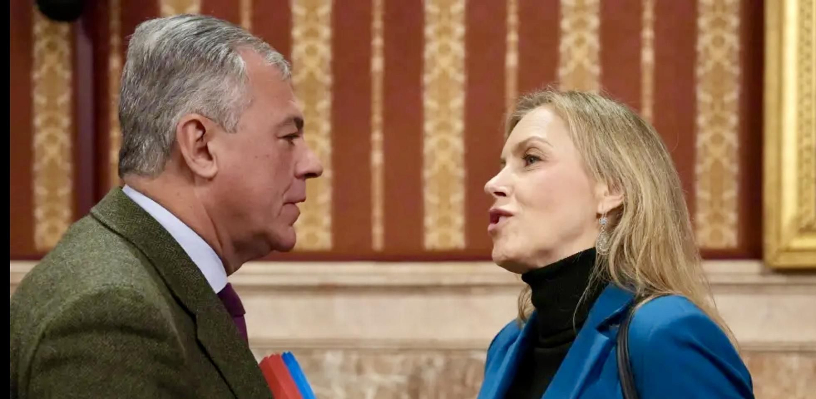 El alcalde José Luis Sanz con la portavoz de Vox en el Ayuntamiento, Cristina Peláez.