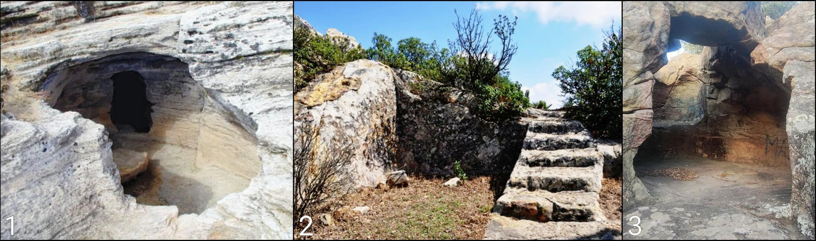 Tres planos de la Peña del Algibe.