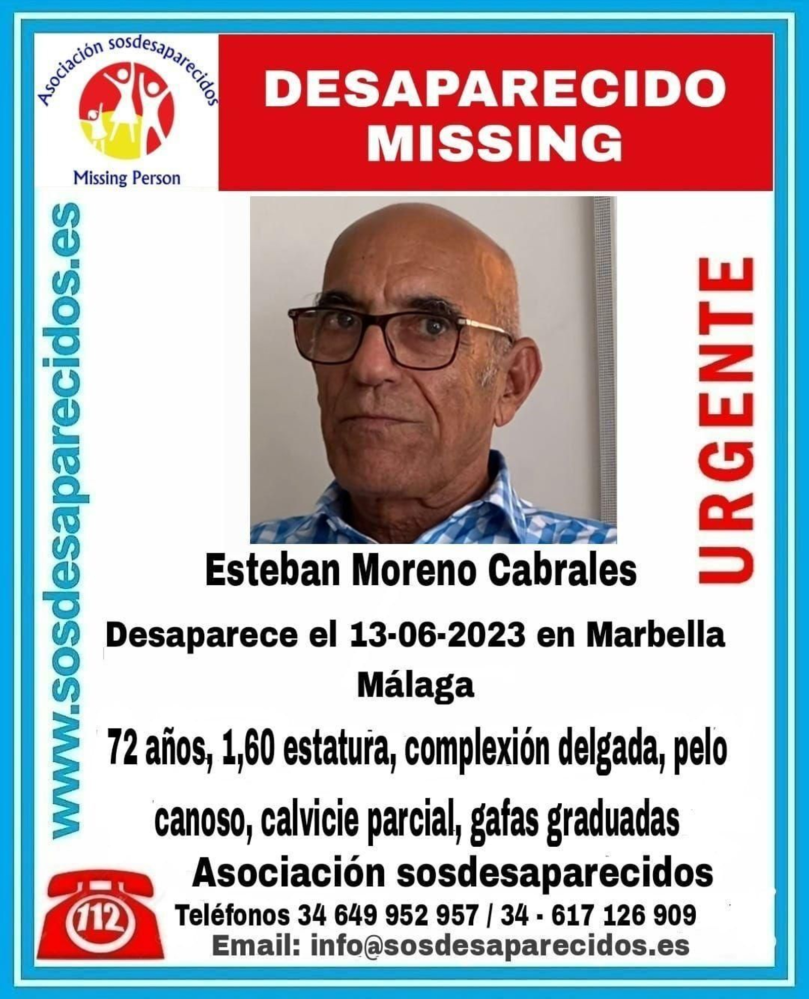 Esteban Moreno Cabrales, desaparecido este martes en Marbella.