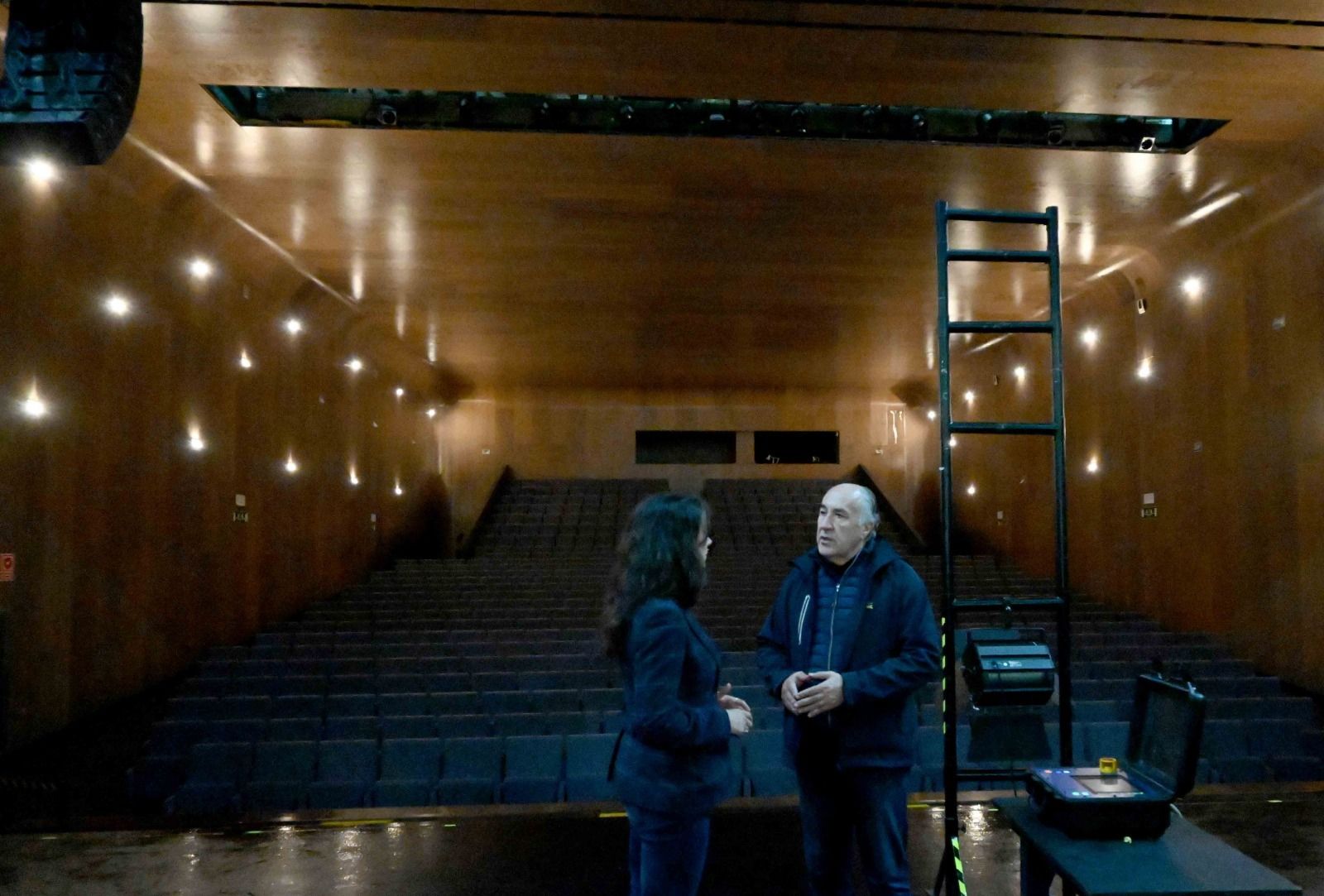 La reparación del Teatro Florida, este miércoles.