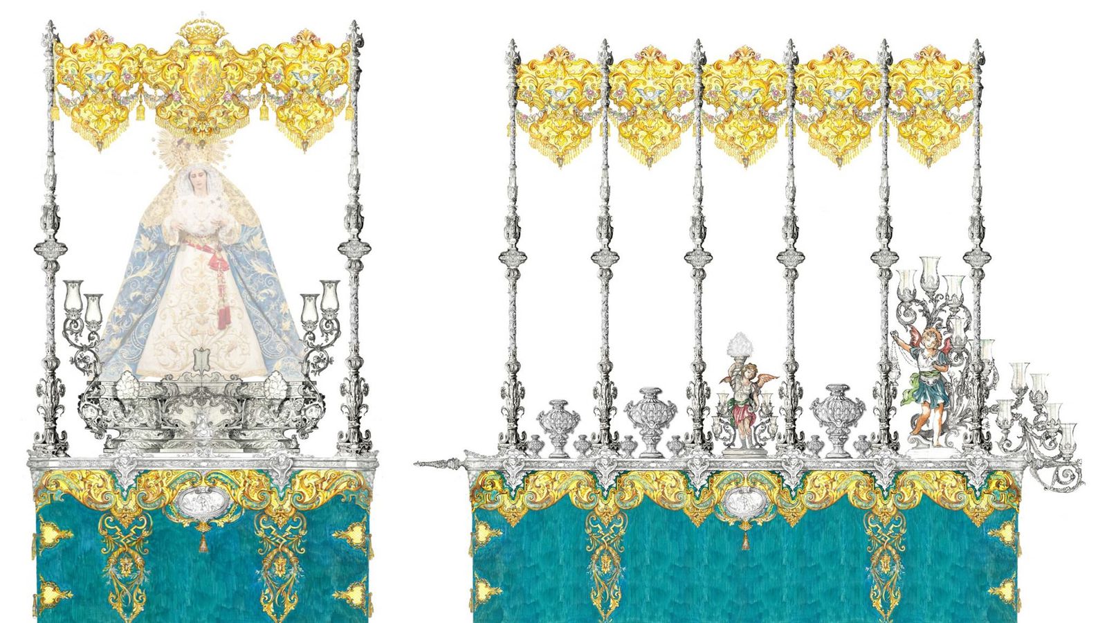 Proyecto de paso de palio de la Virgen de la Paz de Granada, obra de José Manuel Martínez Hurtado