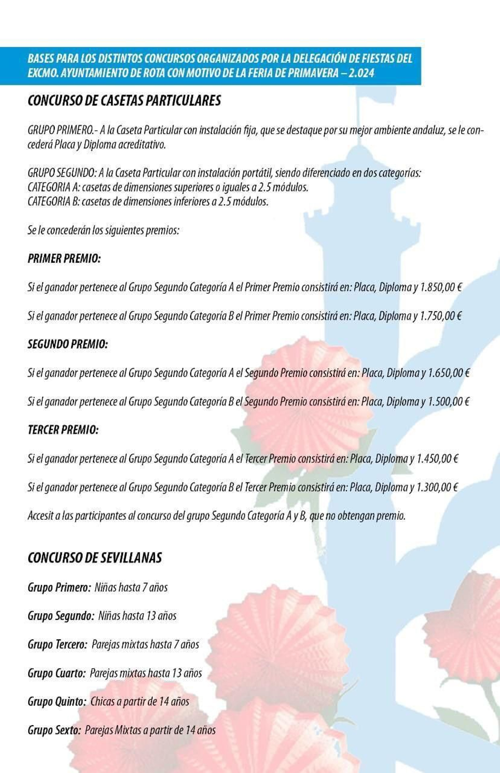 Bases para los concursos de la Feria de la Primavera de Rota 2024.