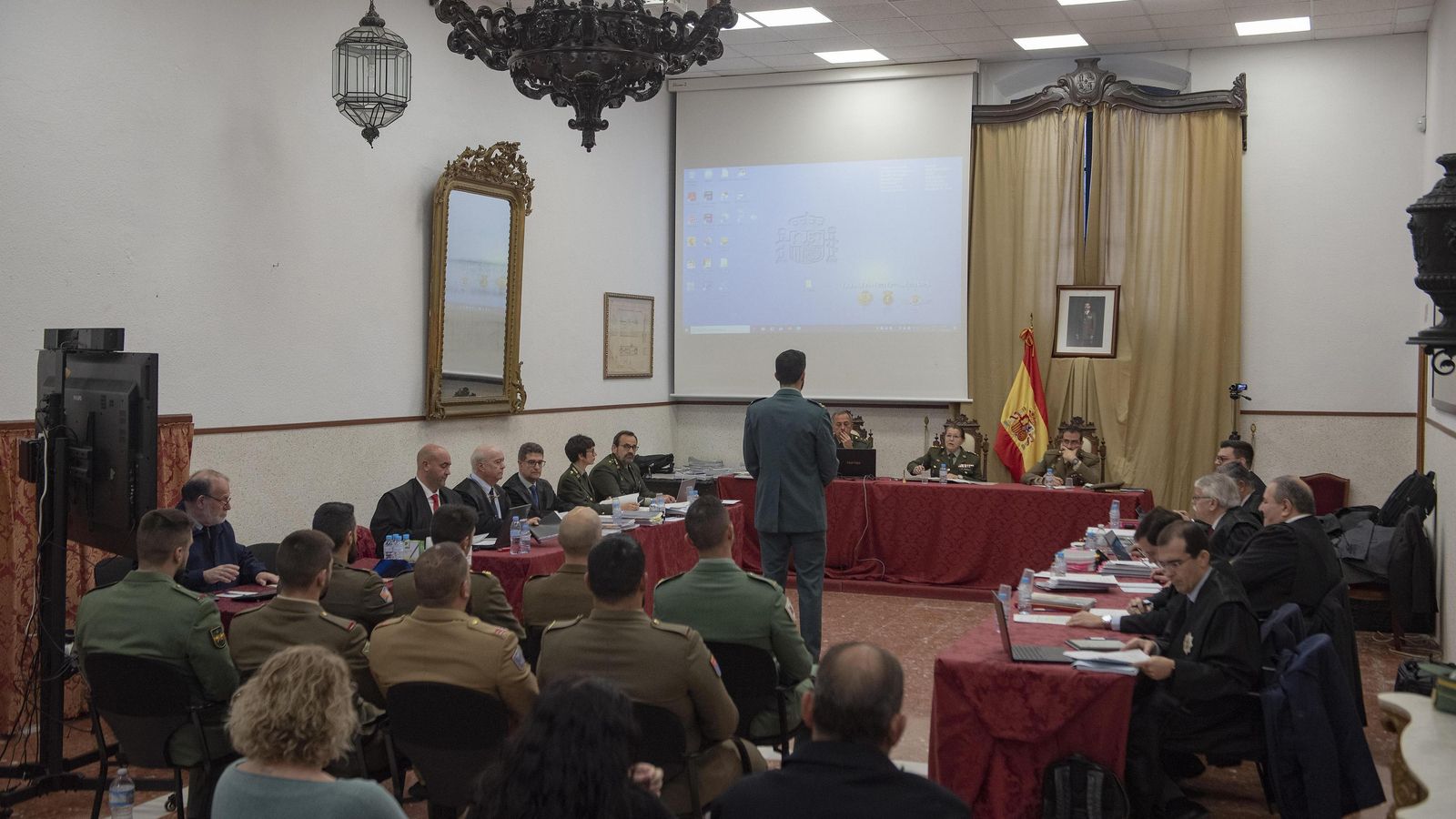 La sala del Tribunal Militar Territorial 2º, donde se celebra el juicio, durante la sesión del jueves.