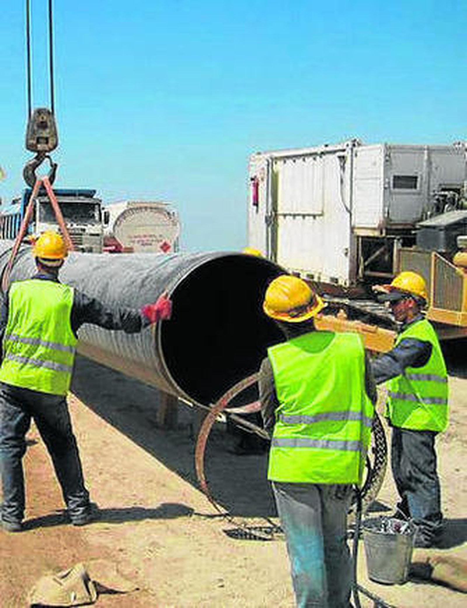 Fase de construcción del gasoducto.