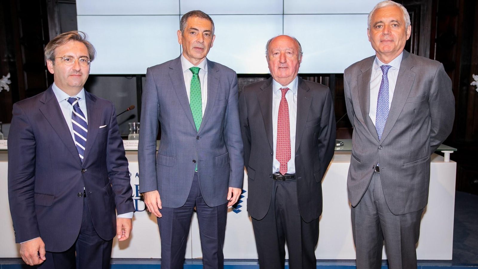 De izquierda a derecha Ignacio Sánchez de Mora, Ramiro Angulo, Manuel Aldeanueva e Íñigo Barahona al concluir el acto.