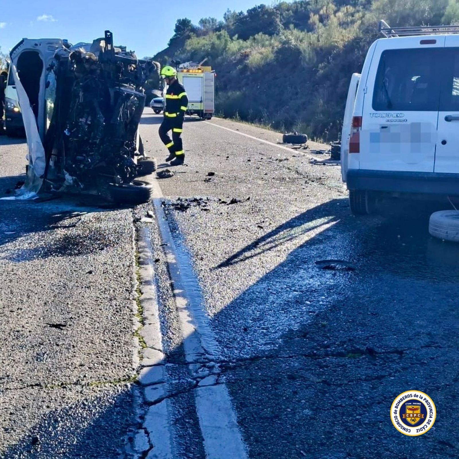 Imagen del grave accidente ocurrido en la A-384