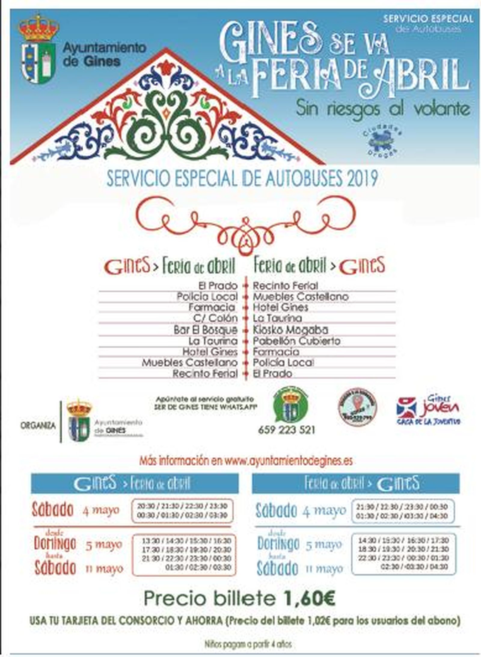 Autobús especial de gines a la feria de Sevilla