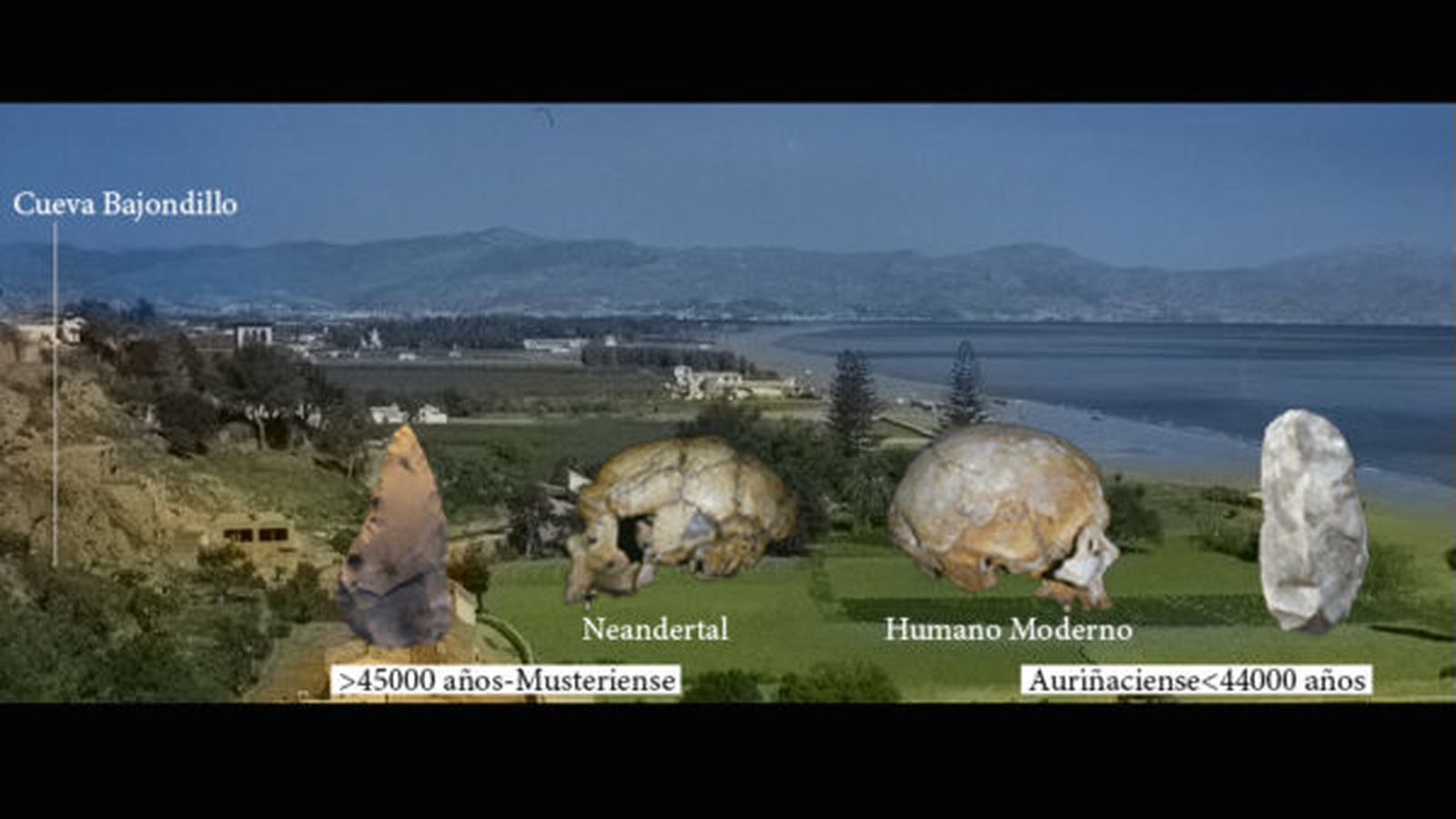 Cueva de Bajondillo y Bahía de Málaga a finales de la década de los 50