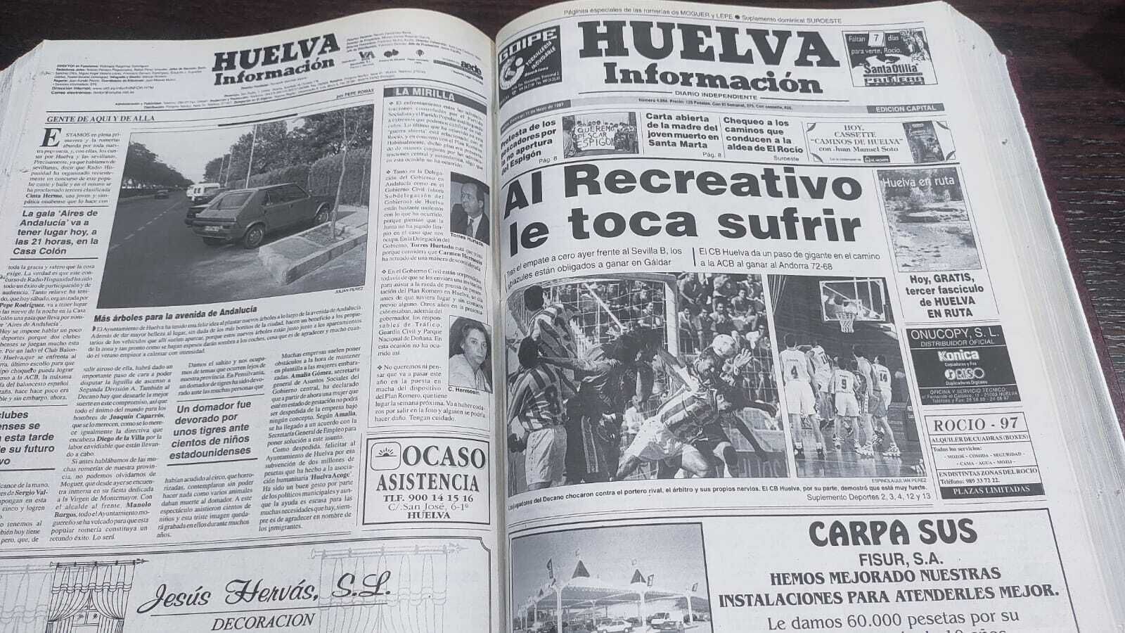 'Al Recreativo le toca sufrir', periódico de 1997