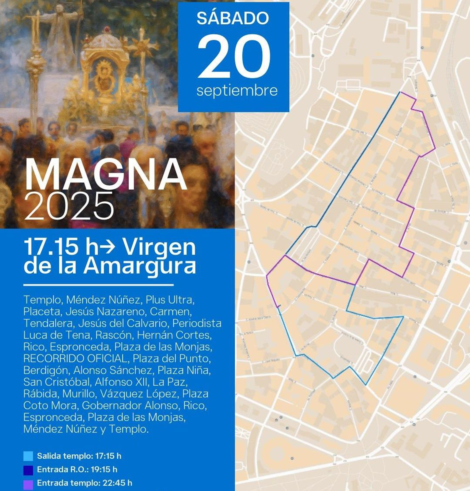 Itinerario de la María Stma. de la Amargura Coronada en la Magna Mariana de Huelva.