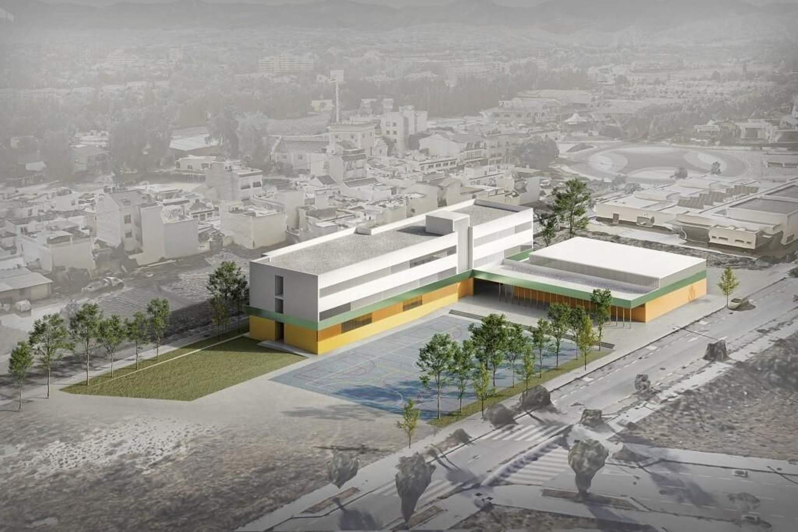 Infografía del diseño arquitectónico del nuevo instituto en La Azucarera.