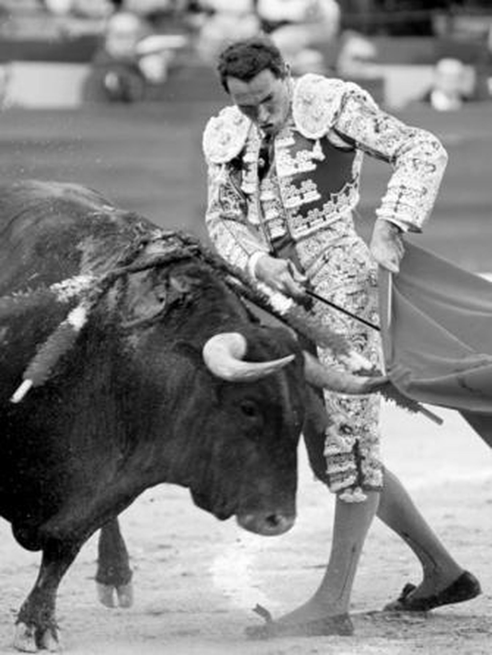 Óscar Sanz en un muletazo al toro de su alternativa.
