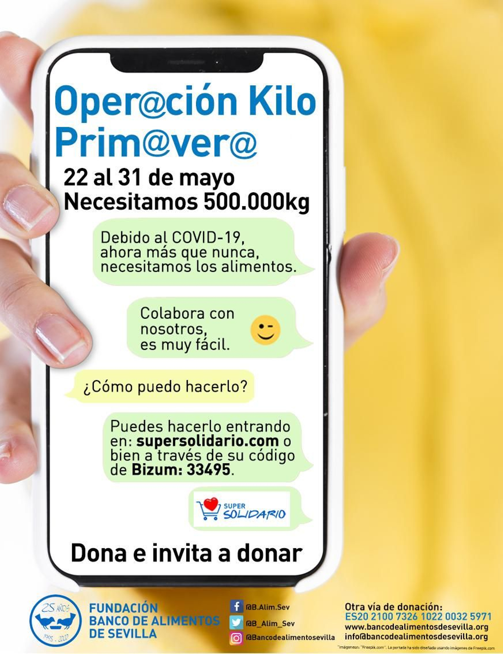 El cartel con el que el Banco de Alimentos lanza la campaña Operación Kilo Primavera virtual.