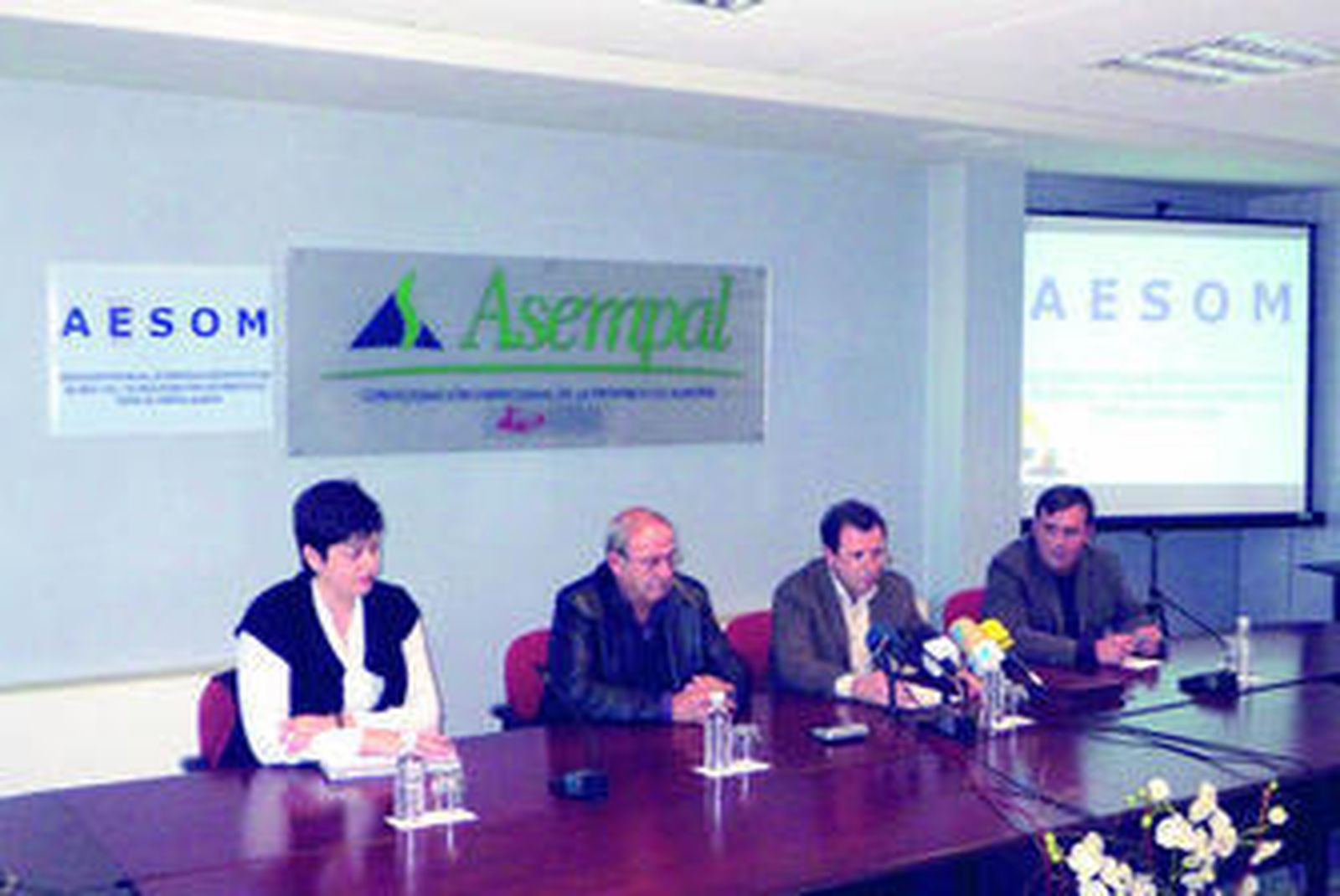 La directiva de AESOM, Juana Mª Haro, Diego Valero, Jerónimo Parra (presidente), y Cecilio Pérez.