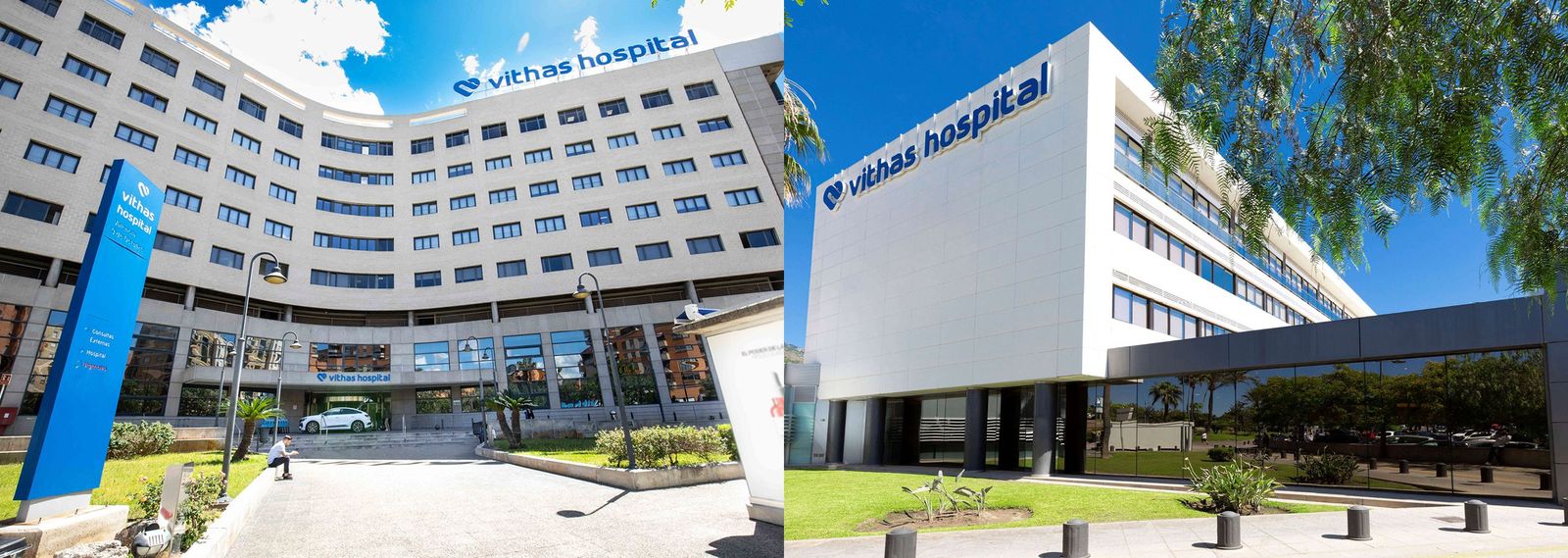 Hospital Vithas 9 de Octubre y Hospital Vithas Xanit Internacional, de izquierda a derecha