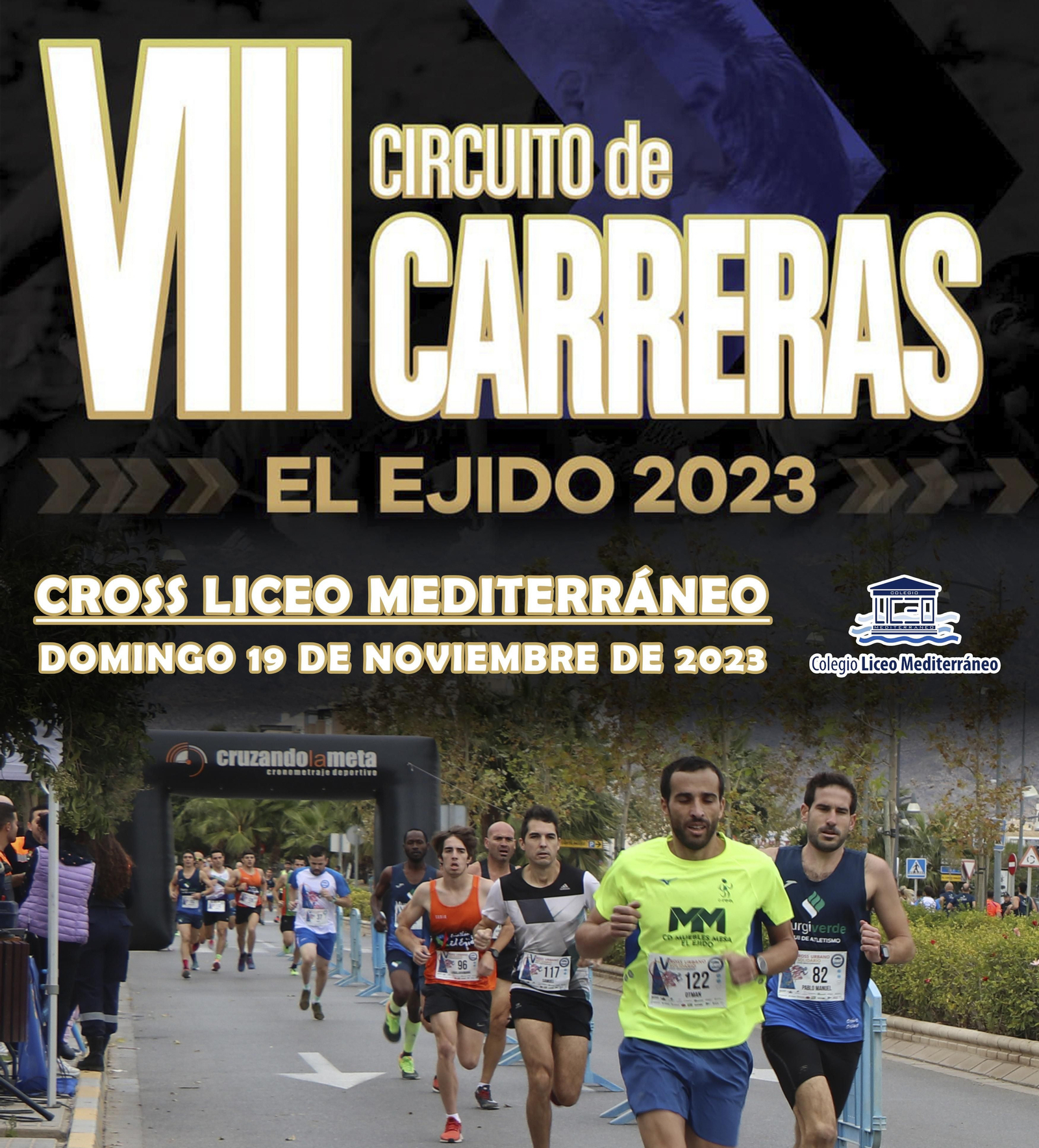 Cartel del VI Cross Solidario Colegio Liceo Mediterráneo que se celebrará en El Ejido.