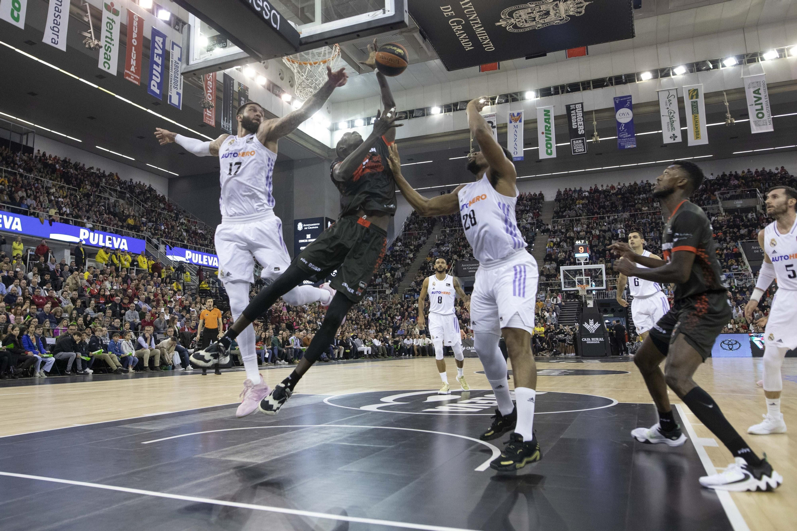Los interiores del Covirán tuvieron muchos problemas ante la intimidación del Real Madrid.