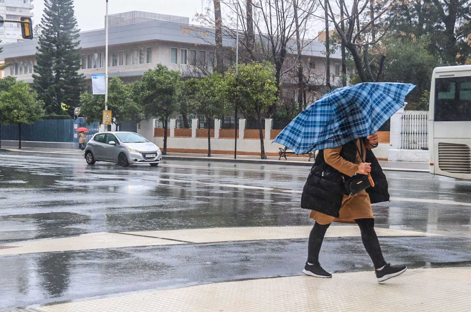 Fotografías de la mañana lluviosa en la capital
