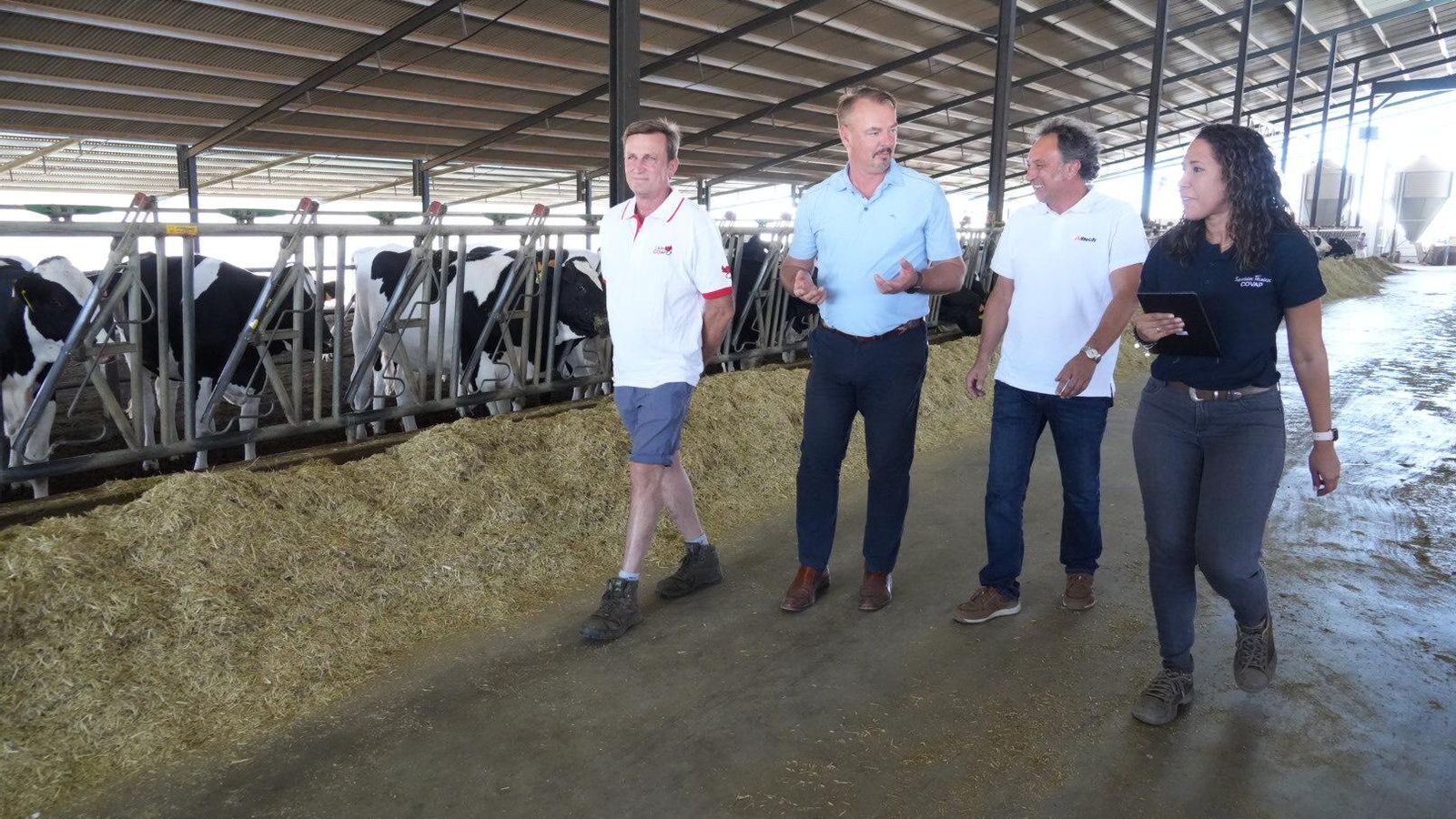 Durante una visita a una granja de vacuno.