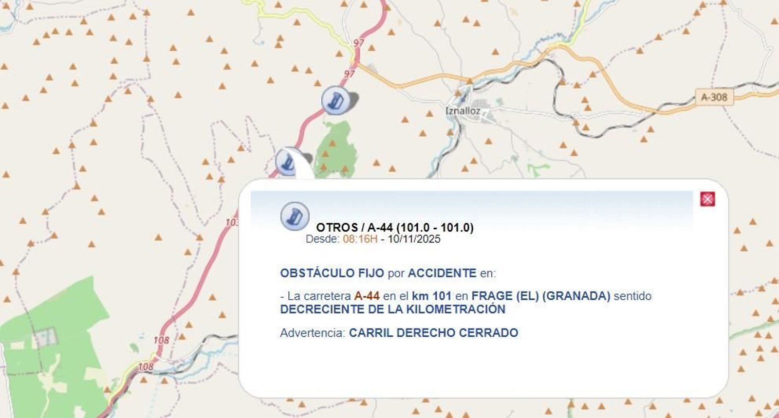 Retenciones de tráfico en la A-44.