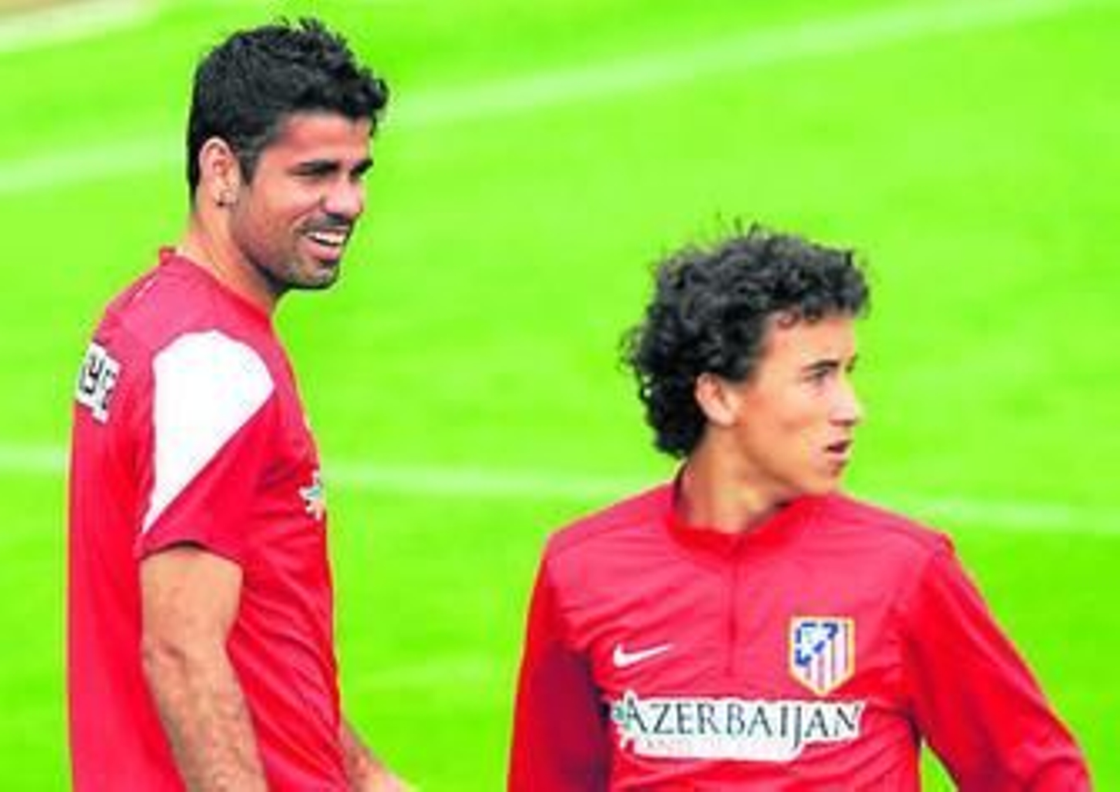 Diego Costa, durante la sesión de entrenamiento de ayer.