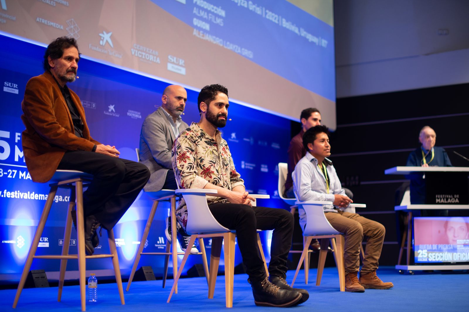 El equipo de la película 'Utama' en la rueda de prensa.