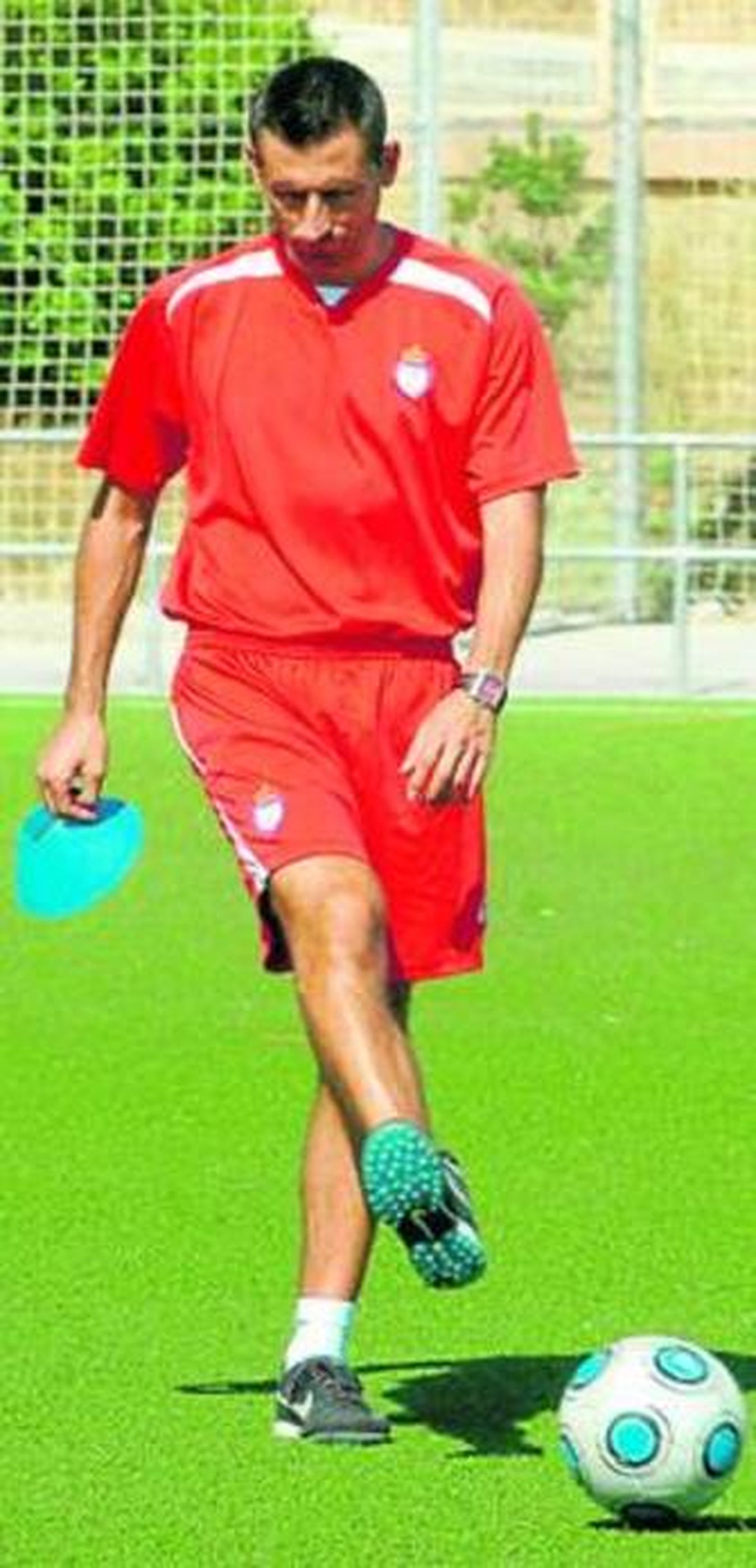 Manuel Herrero, durante un entrenamiento del Jaén.