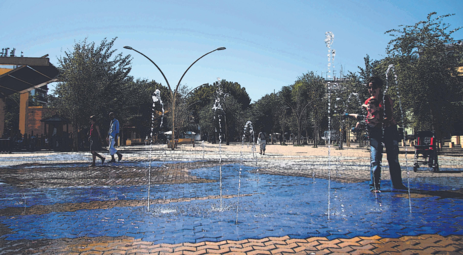 Imagen de archivo de las fuentes en funcionamiento de la Alameda de Hércules.