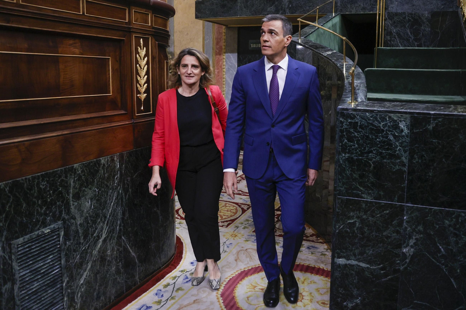 Pedro Sánchez y Teresa Ribera, en el Congreso.