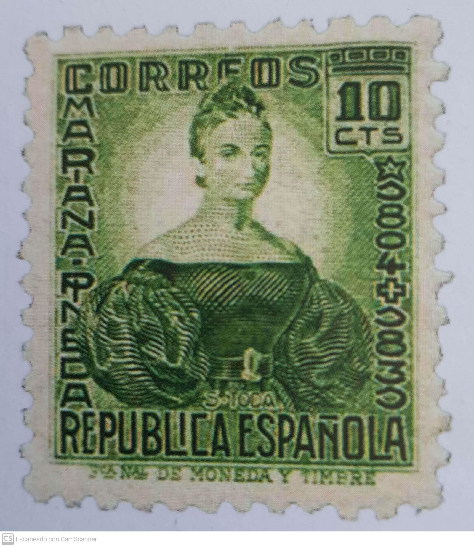 Sello sobre Mariana Pineda que se editó en la República.