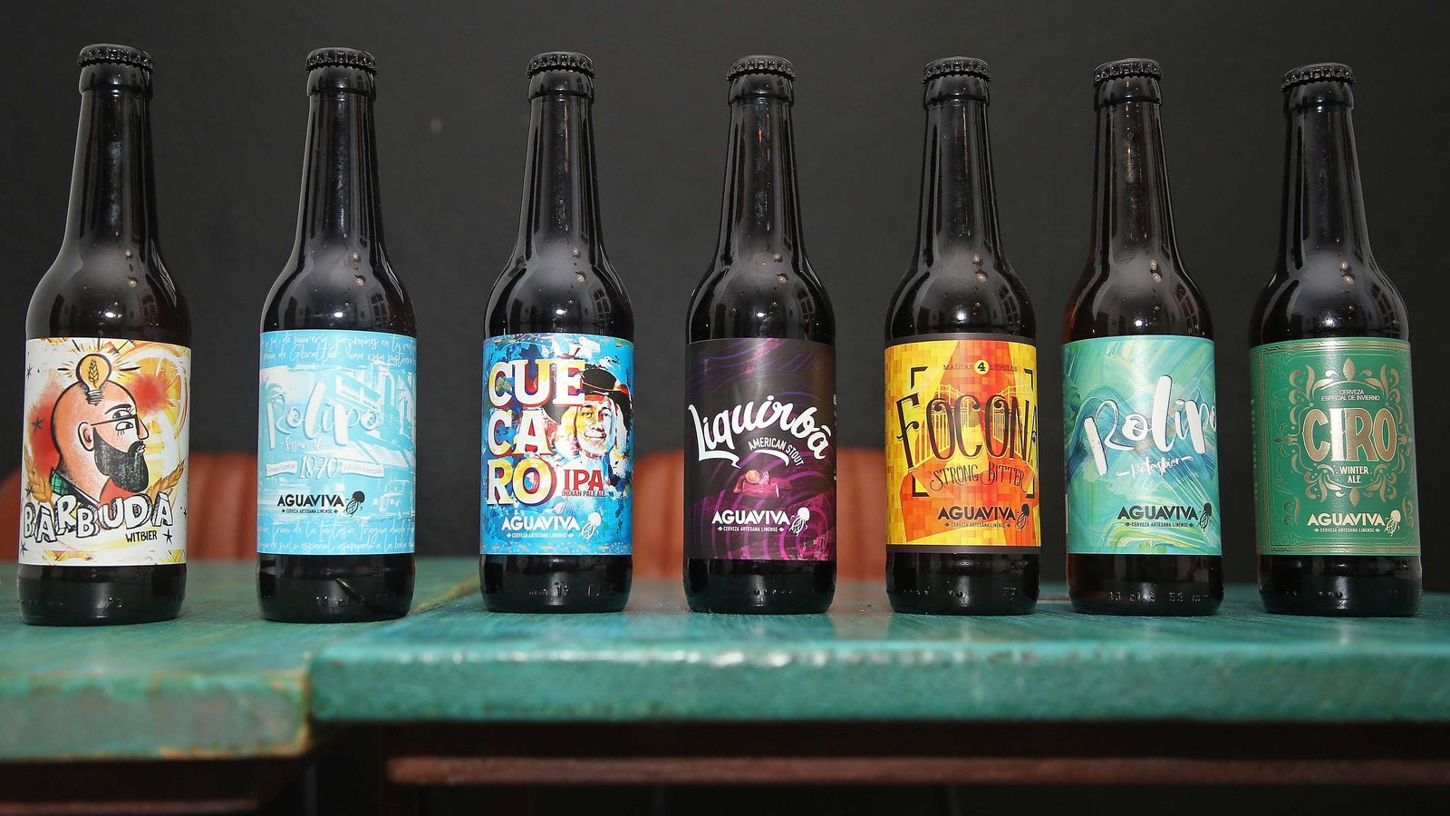 Variedad de la cerveza Aguaviva.
