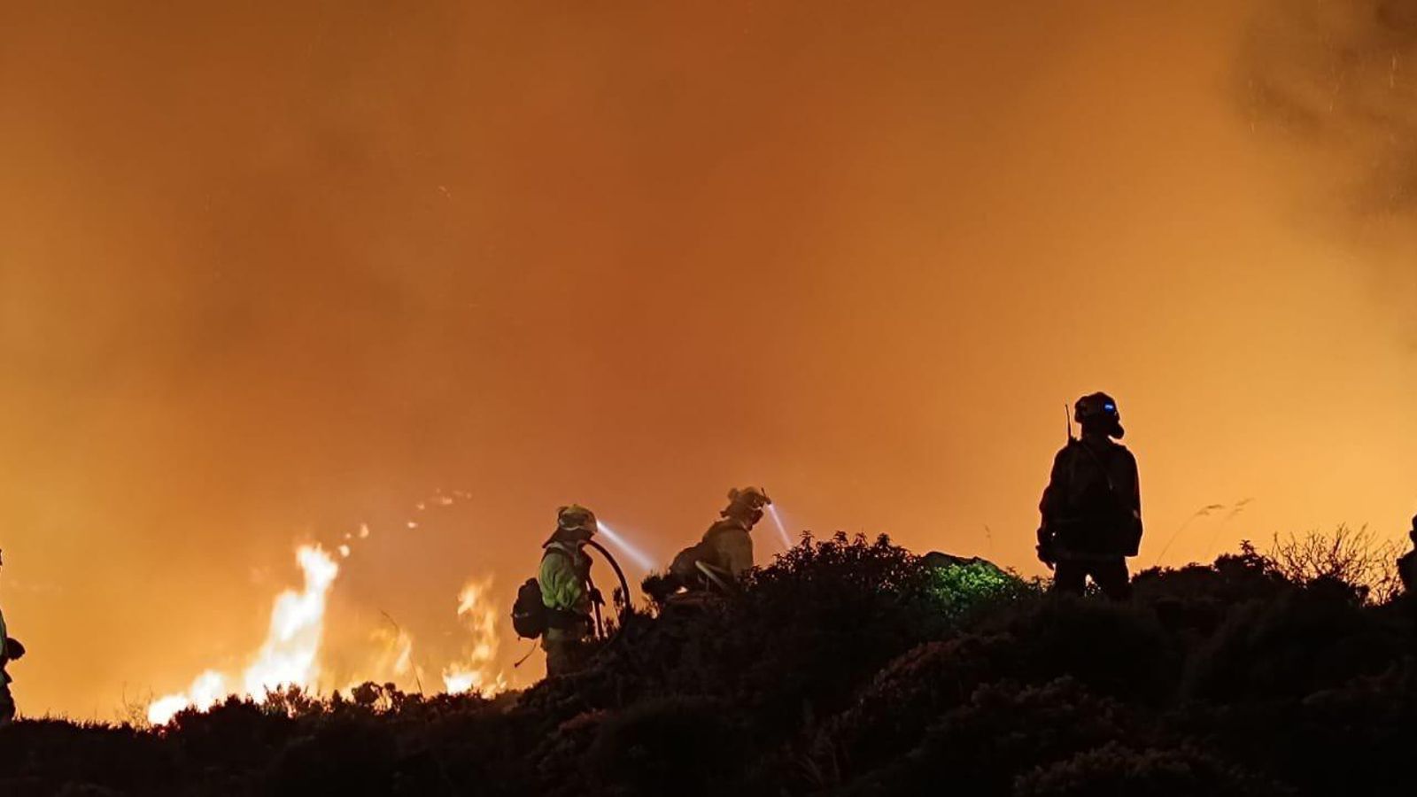 Personal del Infoca, en el incendio en Tarifa.