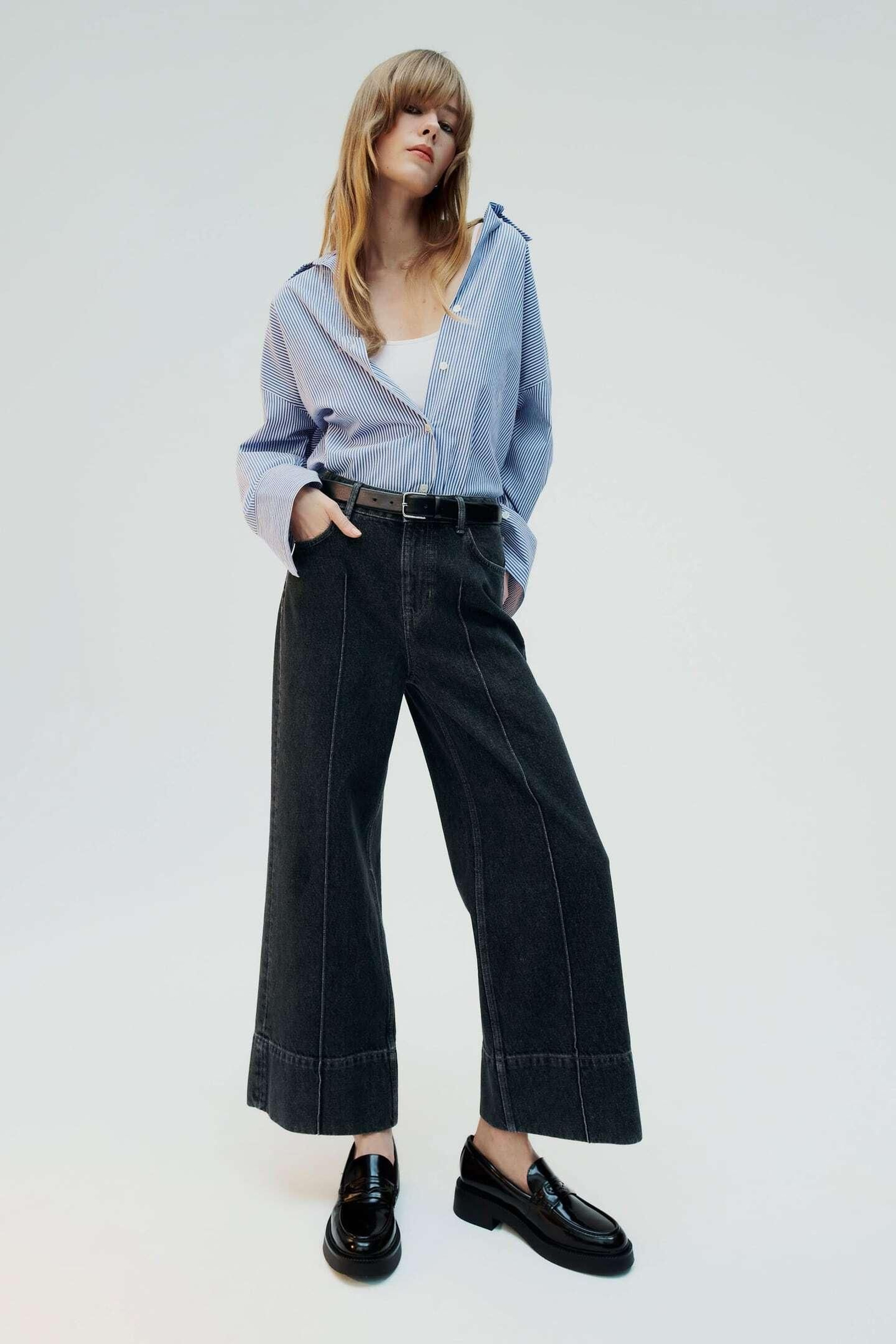 Vaqueros wide leg y cropped de Zara.