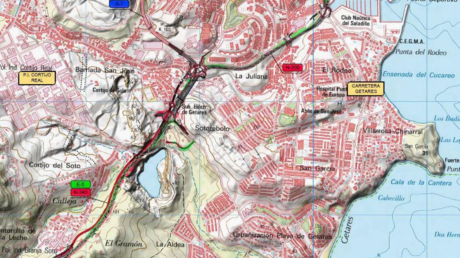 La zona en la que se llevará a cabo la reforma del acceso sur al Puerto La zona en la que se llevará a cabo la reforma del acceso sur al Puerto
