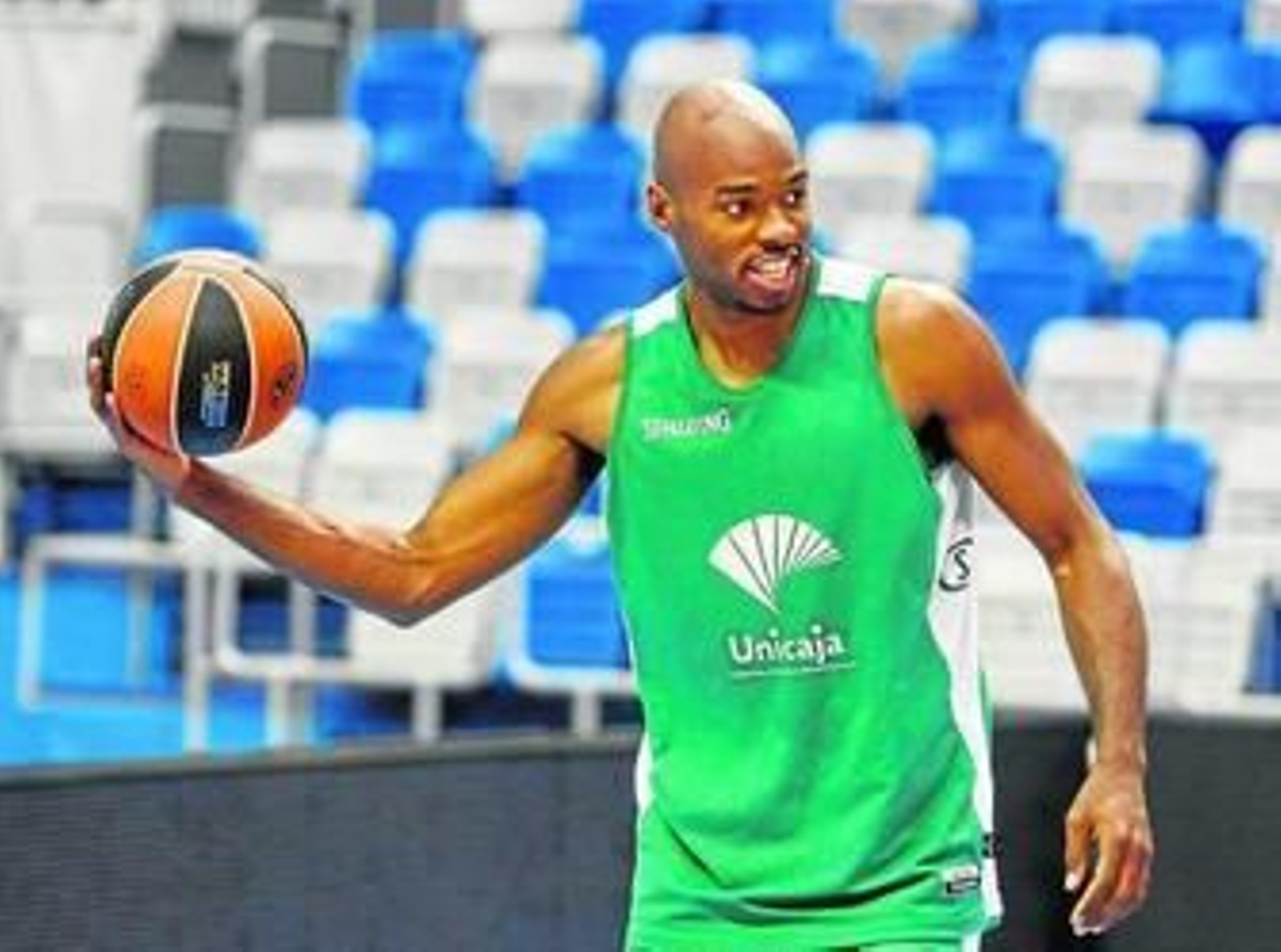 Caleb Green, en un entrenamiento en el Martín Carpena.