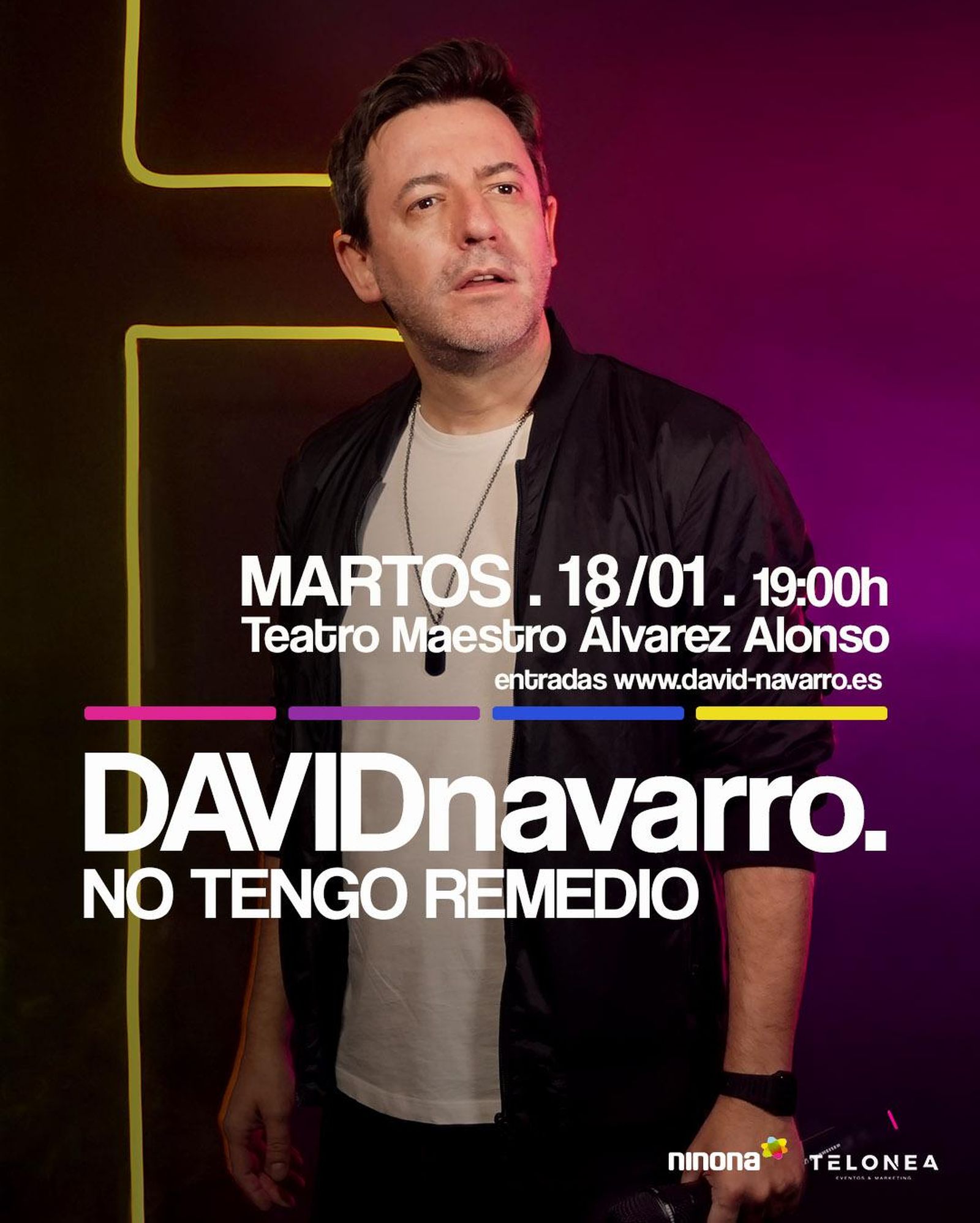 El cómico jiennense David Navarro presentará en Martos su nuevo show 'No tengo remedio' el 18 de enero en el Teatro Maestro Álvarez Alonso, una comedia directa y sin filtros que promete carcajadas de principio a fin.