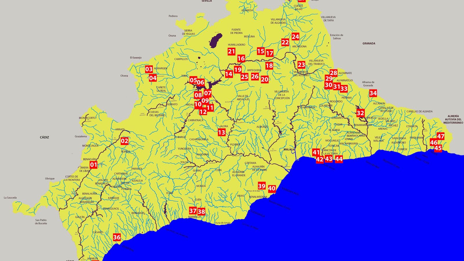 Mapa en el que se indica donde se sitúa cada yacimiento analizado