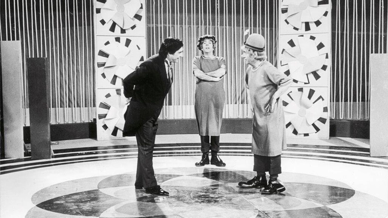 Los payasos en su primer programa, en julio de 1973