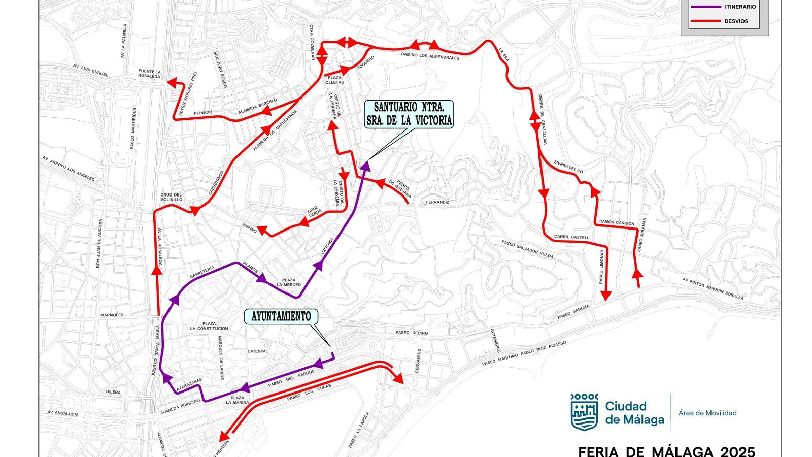 Itinerario de la Romería y los desvios.